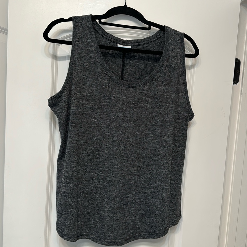 Columbia heather charcoal gray split hem tank size large